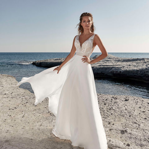 Herve Paris - Brautkleid A-Linie mit Pailletten bestickt und transparentem Rücken