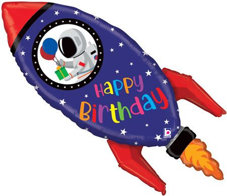 40" Birthday Rocket Inflated Balloon