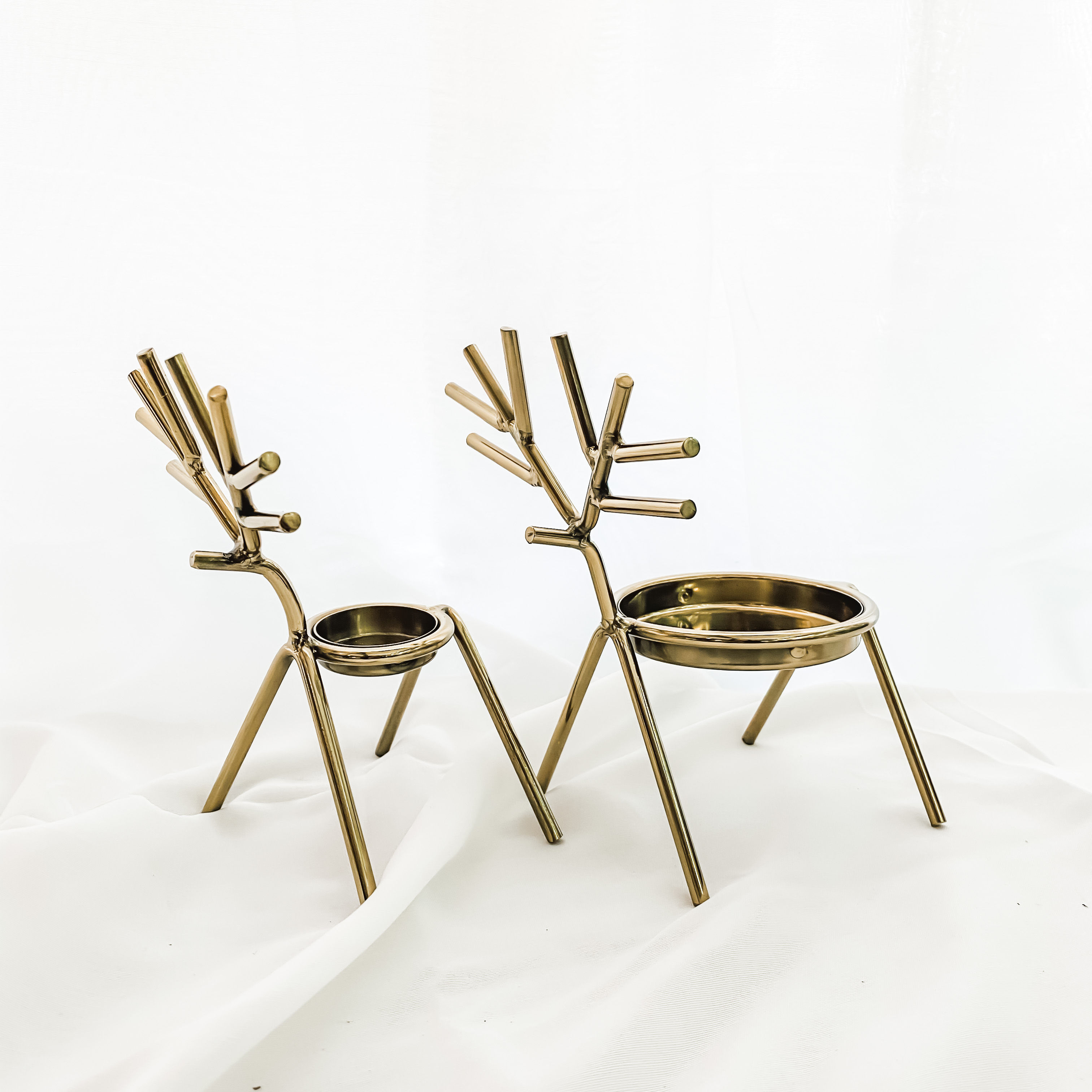 Gold Stick Reindeer Tea Light Holder