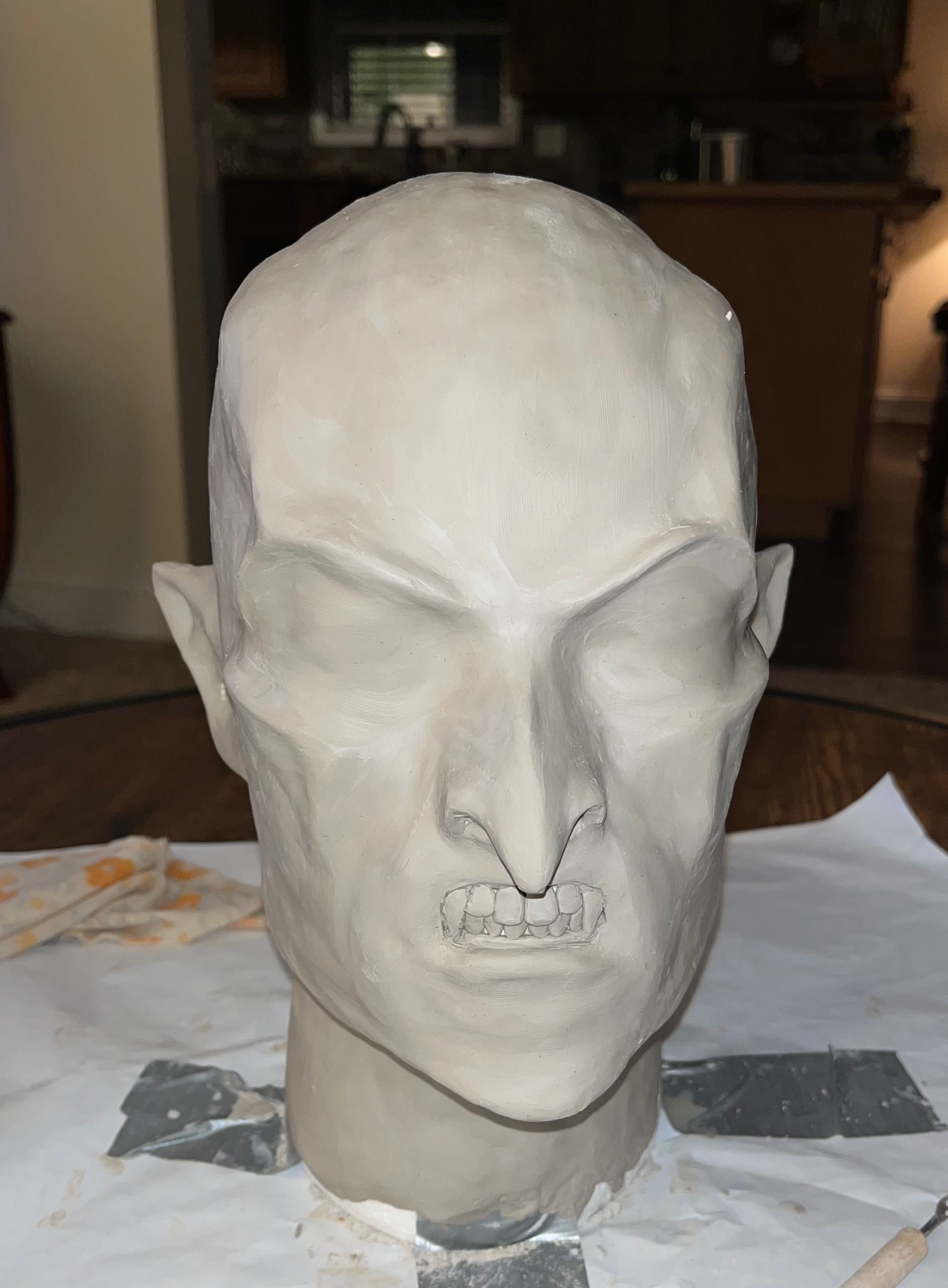 Sculpture of vampire-like head