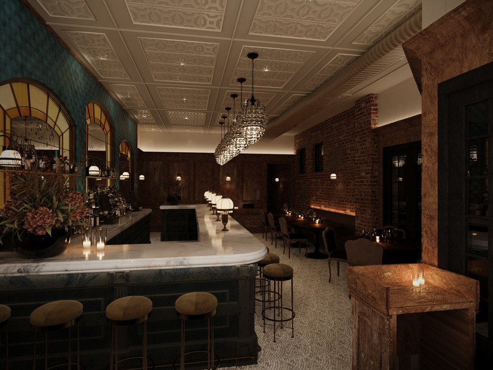 an artist 's impression of the interior of a restaurant