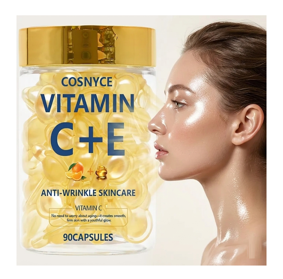 Vitamin C + E Face Serum Capsules (90pcs) | Anti-Aging, Brightening & Glow Skin