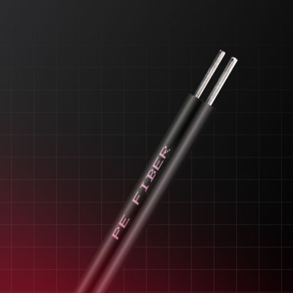Black cable labeled PEfiber on a dark grid background with a red glow.