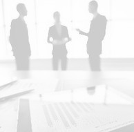 Business people two men and one women talking in the back group with a lap top in the front and center