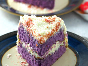 Ube Cake with White Chocolate Coconut Cream