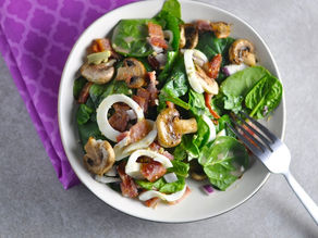 Spinach, Mushroom, Egg and Bacon Salad