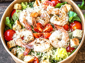 Shrimp with Garlic & Cheese Croutons with