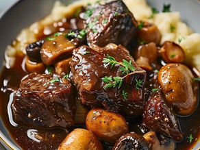 Classic French Beef Stew with Mushrooms