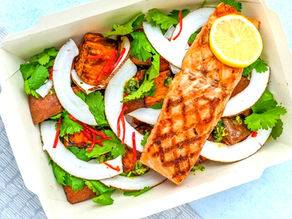 Vegetable Salad with Grilled Salmon