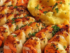 Garlic Butter Lobster Bites with Saffron Mash