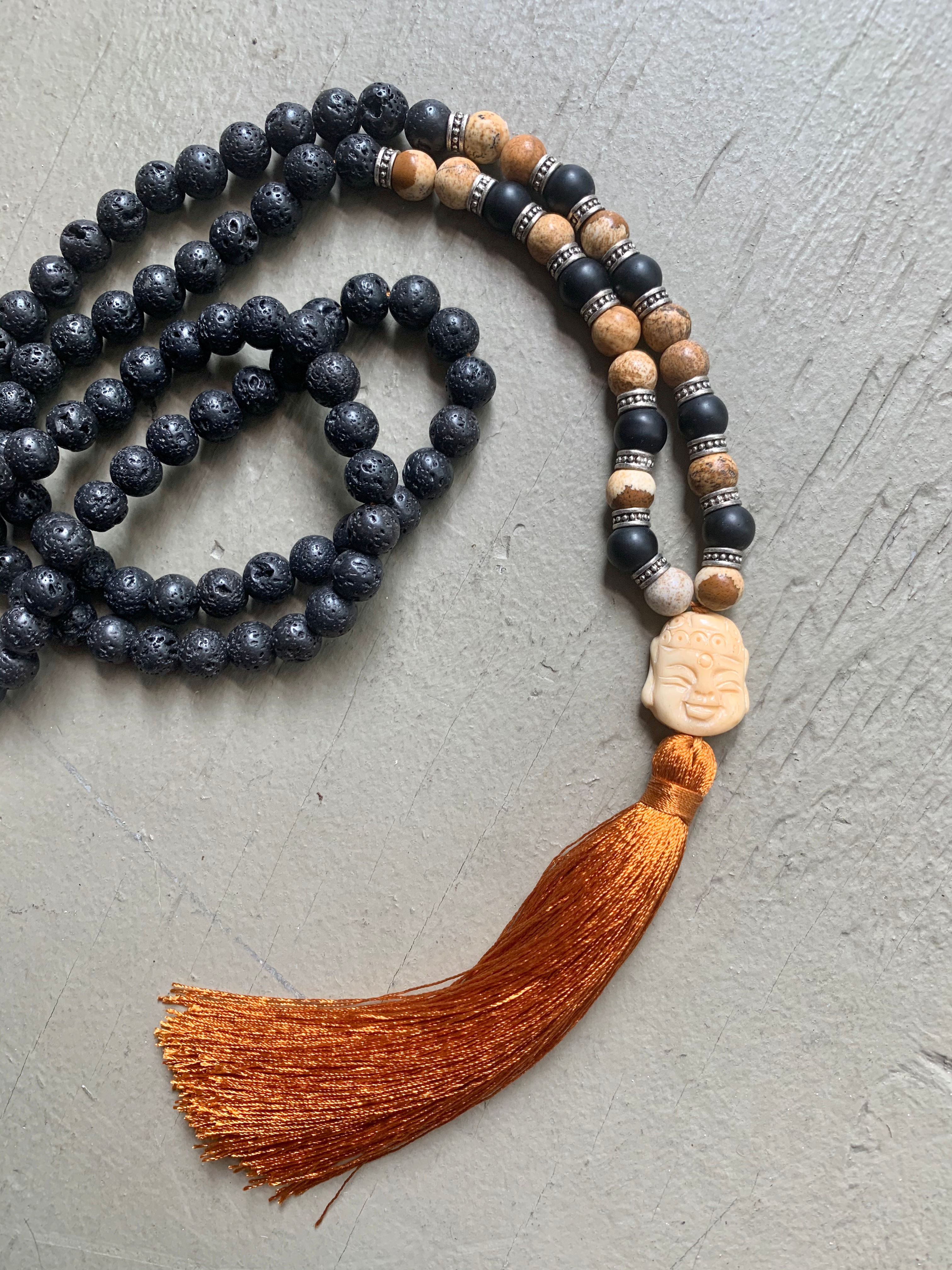 Lave Stone and Picture Jasper Mala