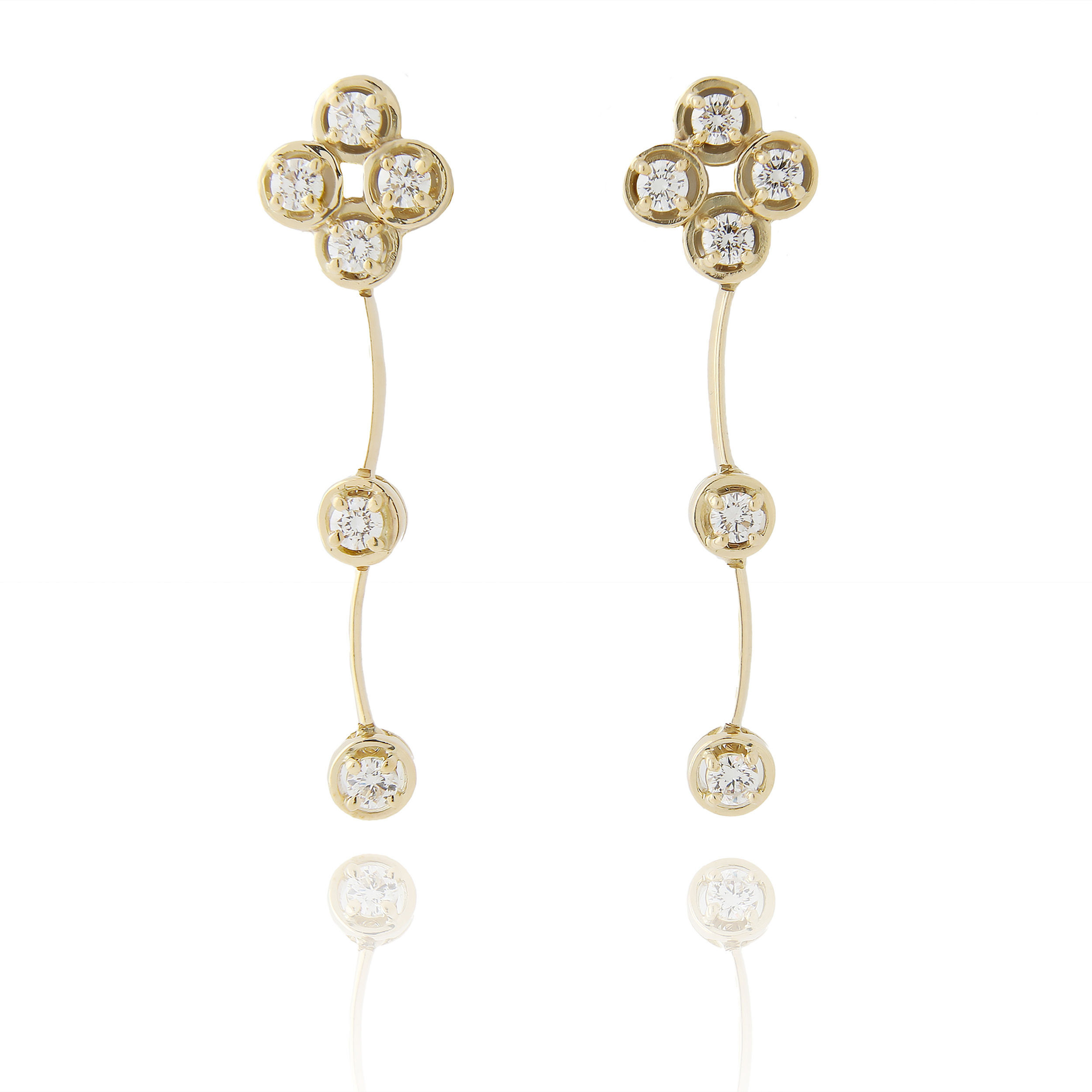 Kaufman De Suisse Cascade Diamond Clip On Earrings 18k Yellow Gold