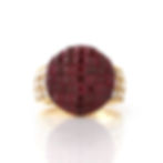Valentin Malgro Invisibly Set Ruby and Diamond Cocktail Ring 18k Yellow Gold