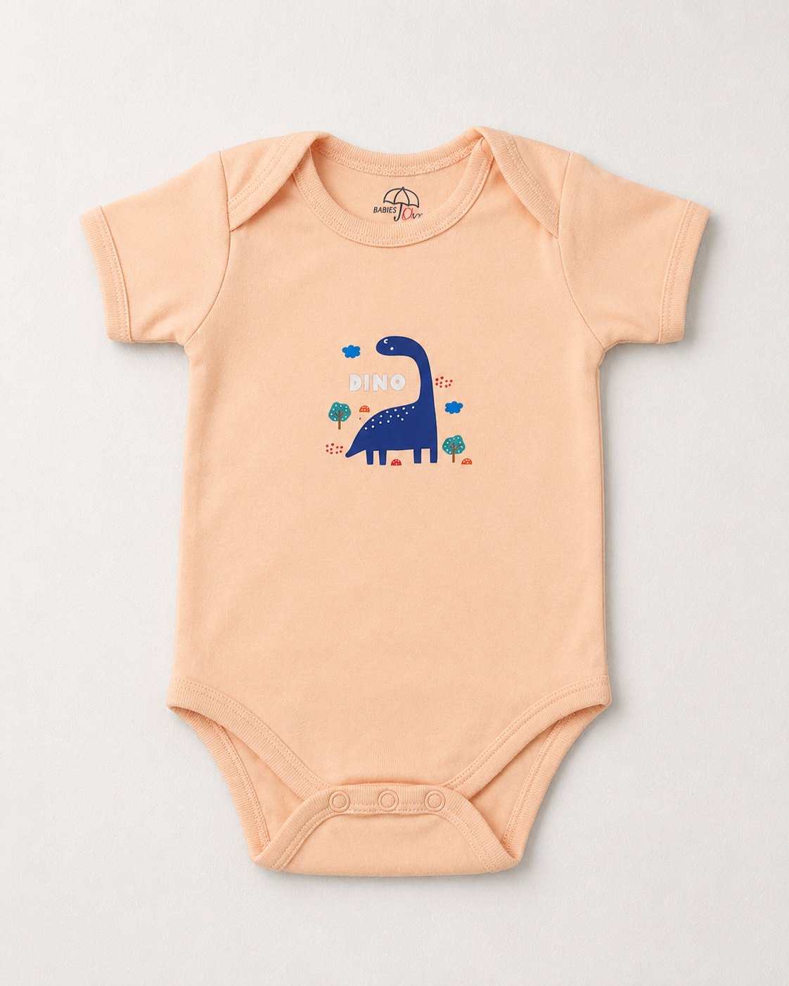 Peach Dino Baby Bodysuit – Soft Comfort Fabric