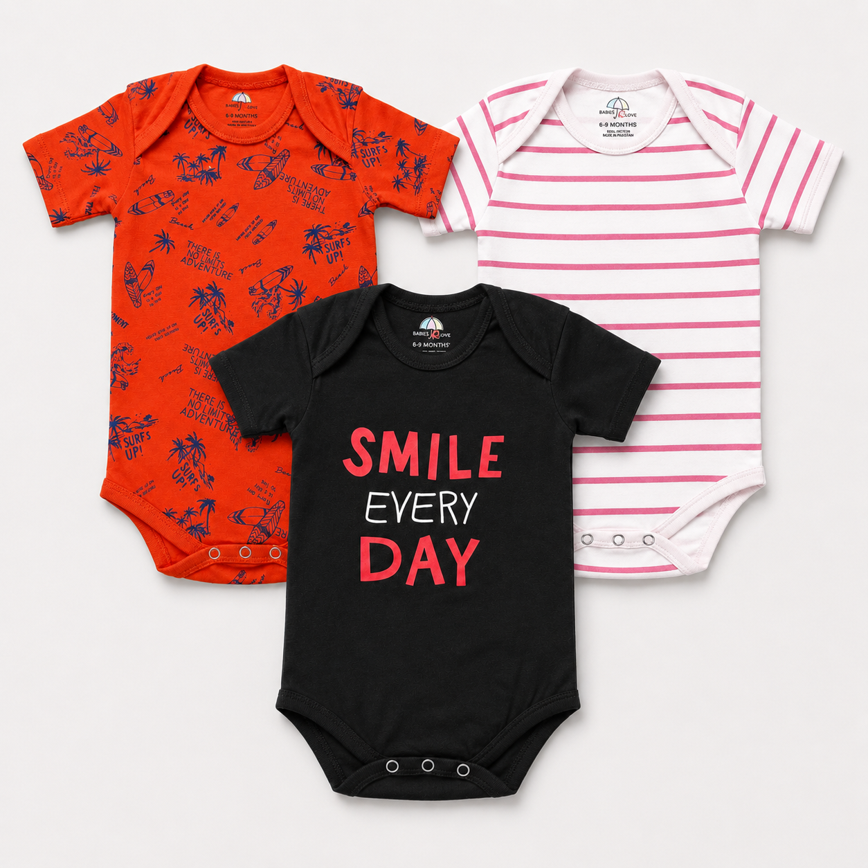 3 Pieces Baby Bodysuit Set – Soft Comfort Fabric