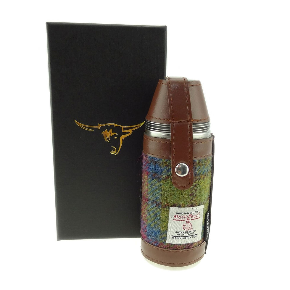Thumbnail: Harris Tweed Hipflasks