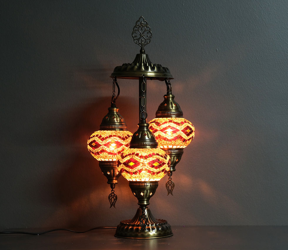 Thumbnail: Mosaic Moroccan, 3 Globe Table Lamp, Turkish Lamp, Moroccan Lamp Design