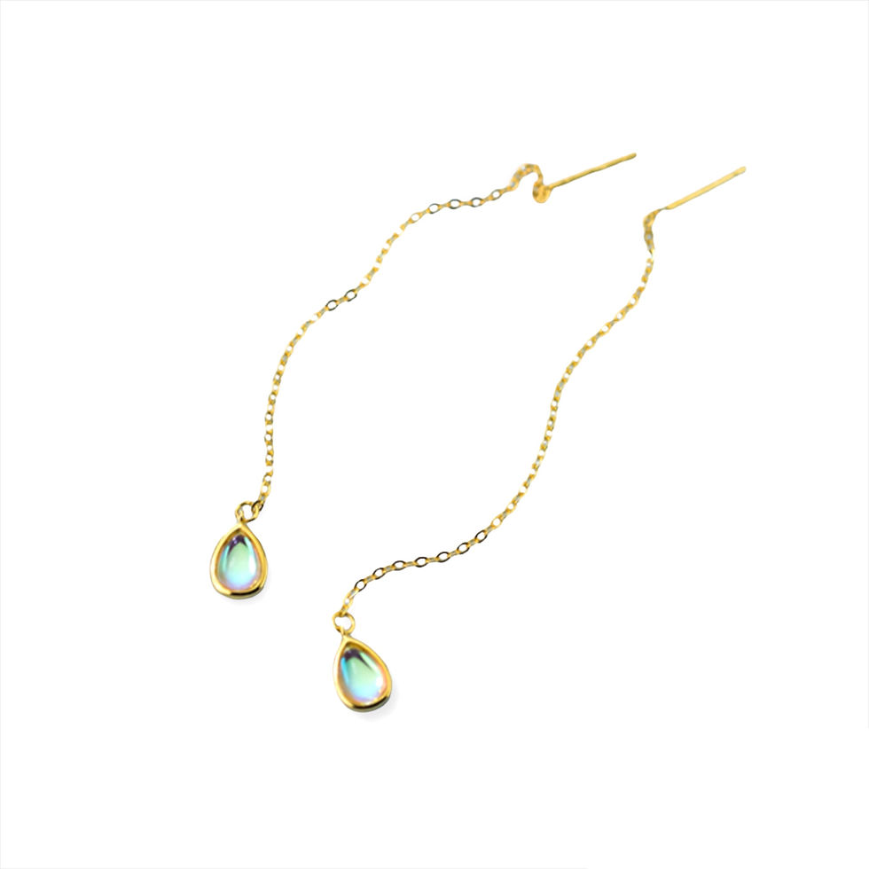 Thumbnail: S925 Chain Threader Glass Earrings