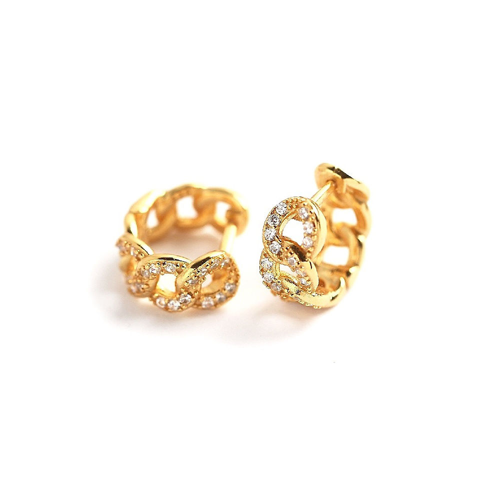 Thumbnail: S925 CZ Chain Link Huggies