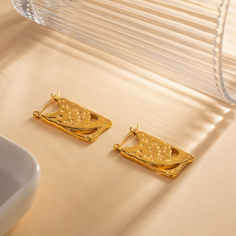 Thumbnail: 316L - 18k Gold Plated Flat Square Hoops