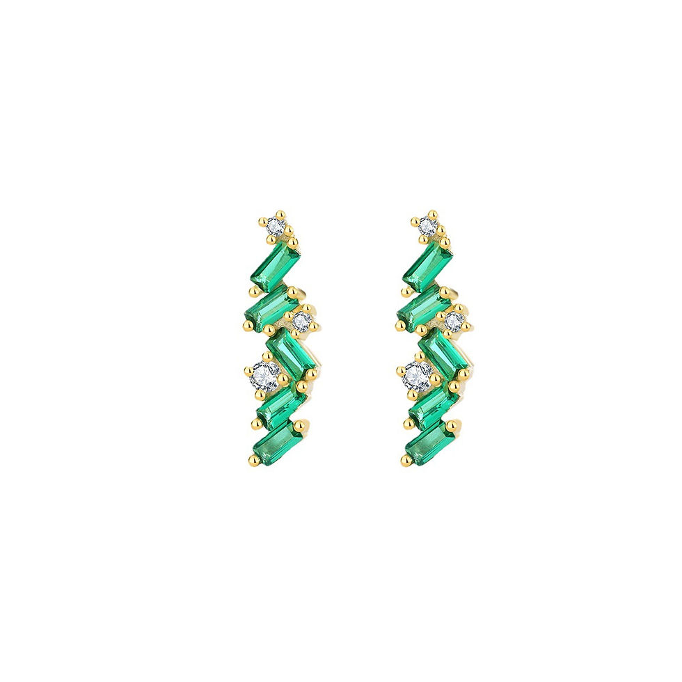Thumbnail: S925 Green Emerald Tree Earrings