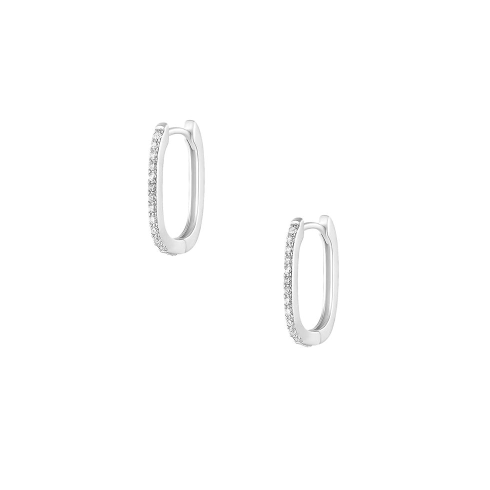 Thumbnail: S925 Rectangle CZ Hoop Earrings