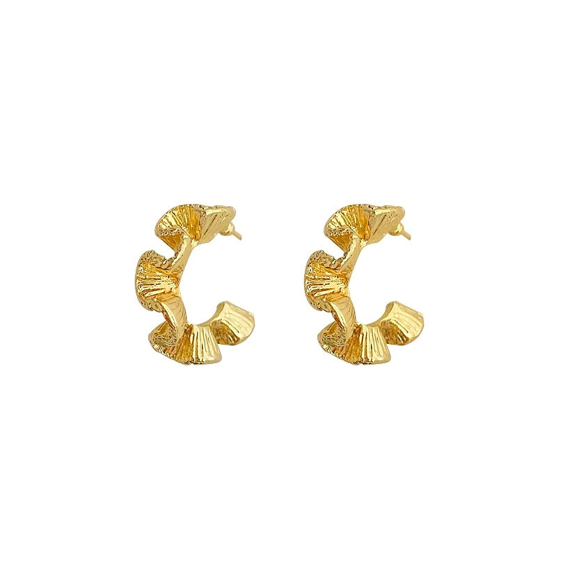 Thumbnail: Texture Wave C Hoop Earring- S925 Post