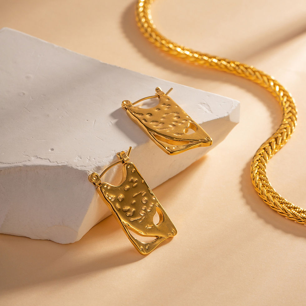 Thumbnail: 316L - 18k Gold Plated Flat Square Hoops