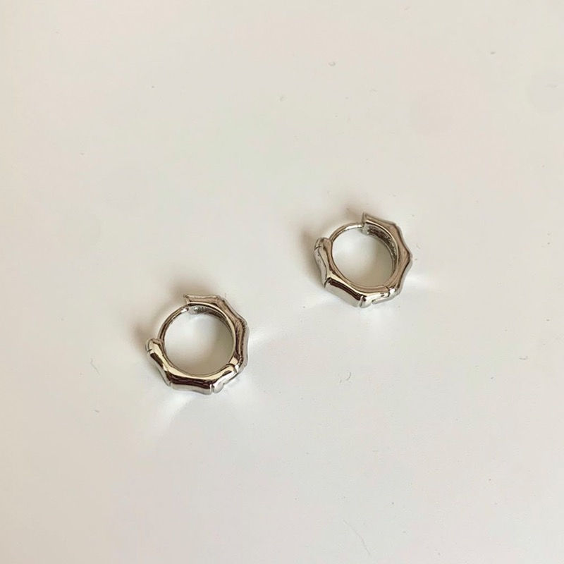 Thumbnail: 18K Gold PVD Plated- Small Bamboo Hoop Earrings 