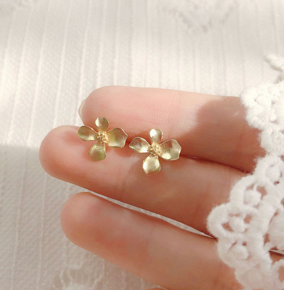 Thumbnail: S925 Gold Cape Jasmine Studs