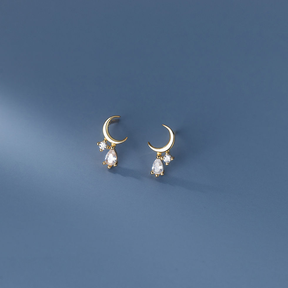 Thumbnail: S925 Crystal Moon Stud Earrings