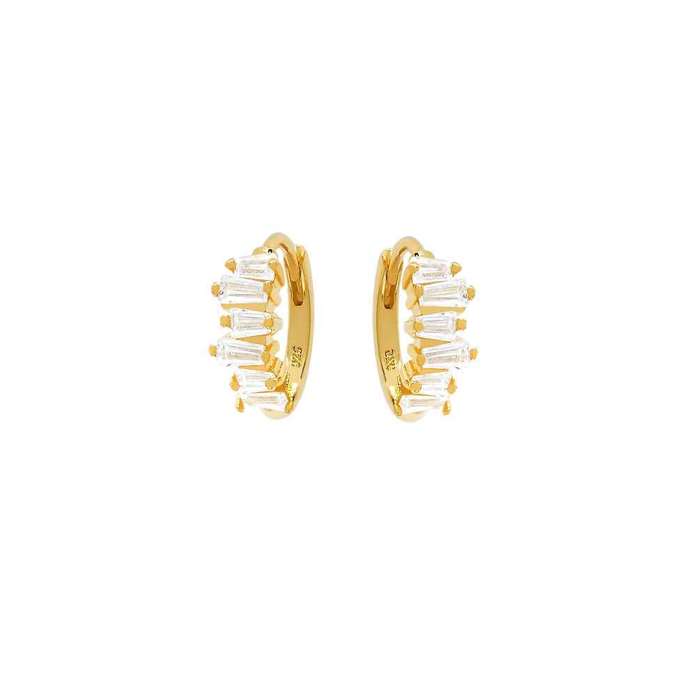 Thumbnail: S925 Trapezoid CZ Huggie Earrings