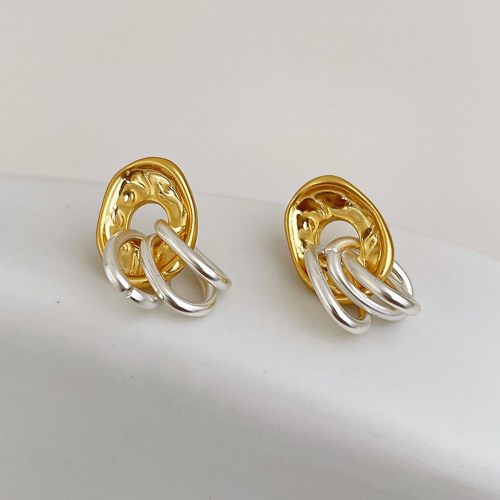 Thumbnail: Two Tone Oval Studs- S925 Post