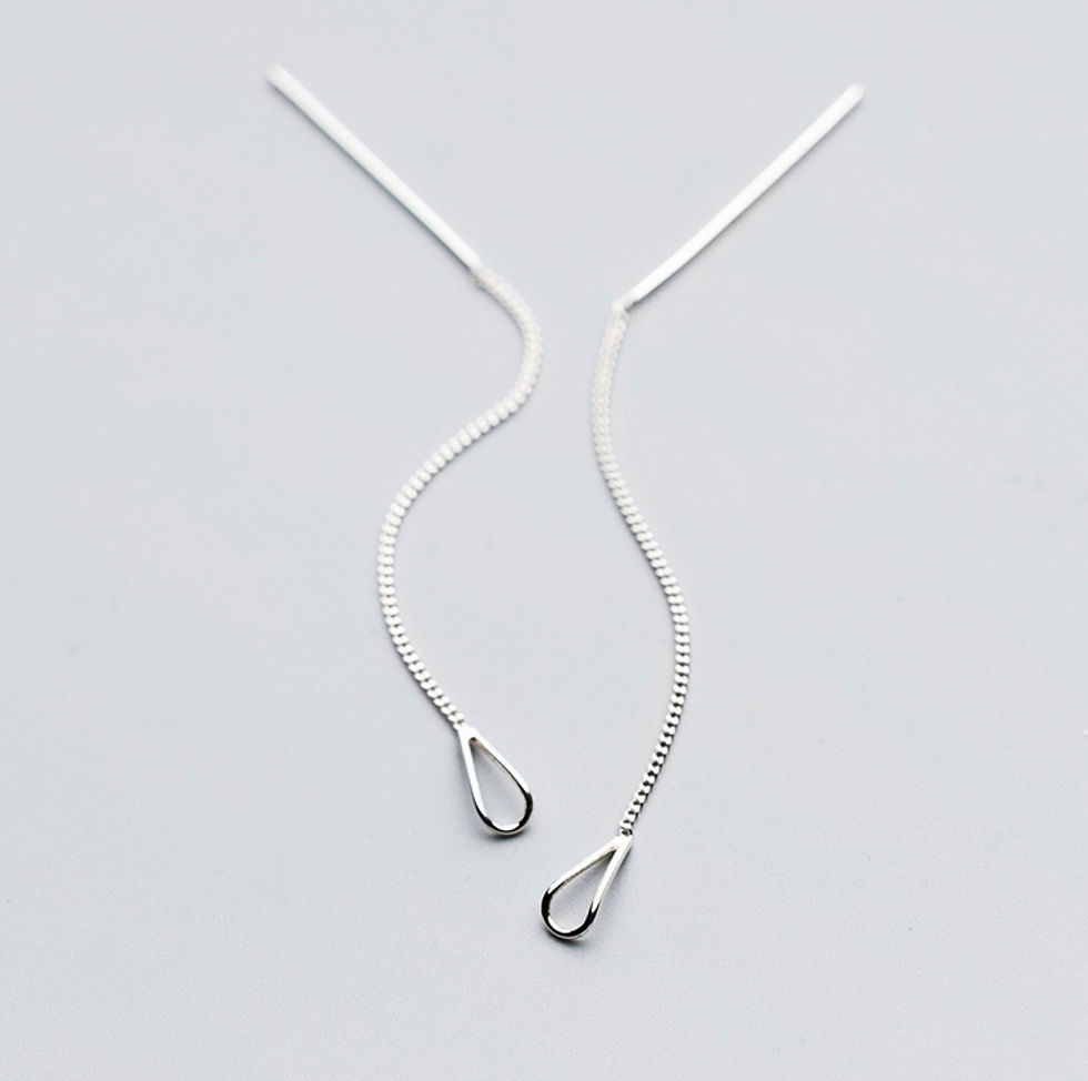 Thumbnail: S925 Chain Threader Drop Earrings
