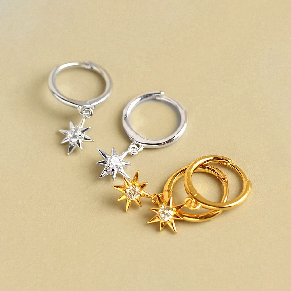 Thumbnail: S925 CZ Star Drop Huggies