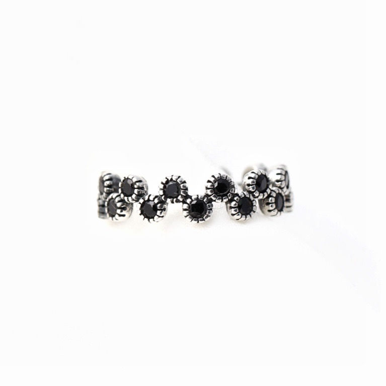 Thumbnail: S925 Black Stone Adjustable Ring 