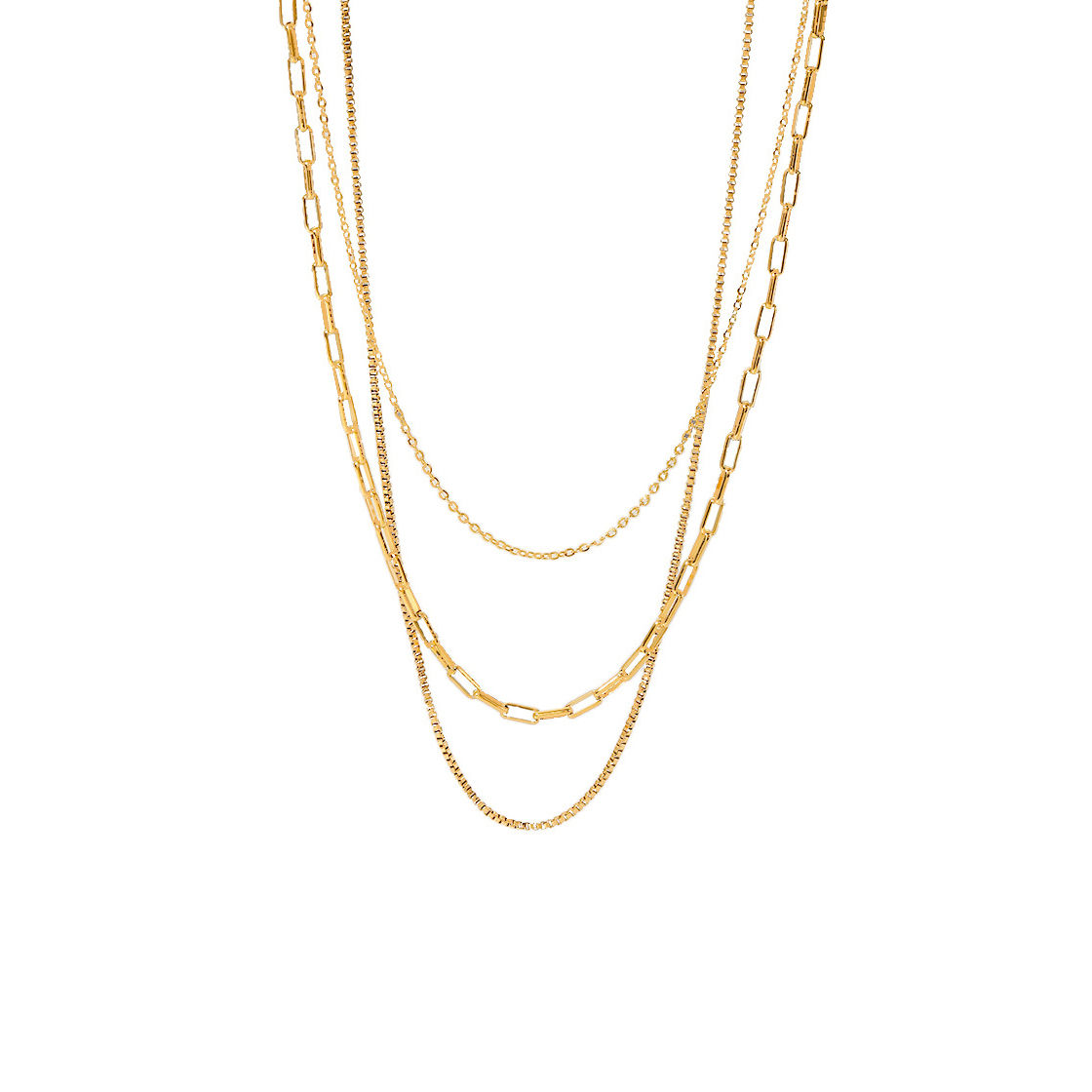 316L - 18k Gold Plated Triple Chain Necklace
