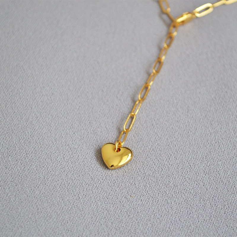 Thumbnail: 18k Gold PVD Plated Drop Heart Necklace 