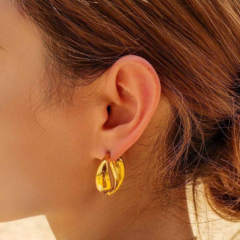Thumbnail: 316L - 18k Gold Plated Pisces Hoop Earrings 