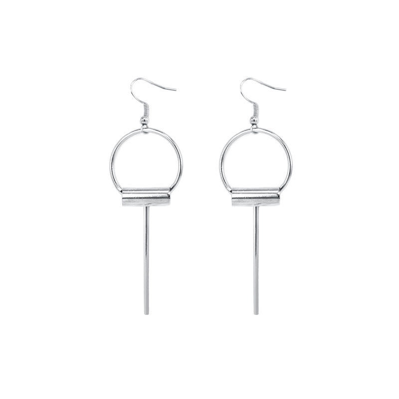 Thumbnail: Elegant Circle Pin Drop Earrings