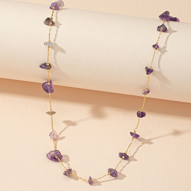 Thumbnail: 316L - 18k Gold Plated Amethyst Necklace