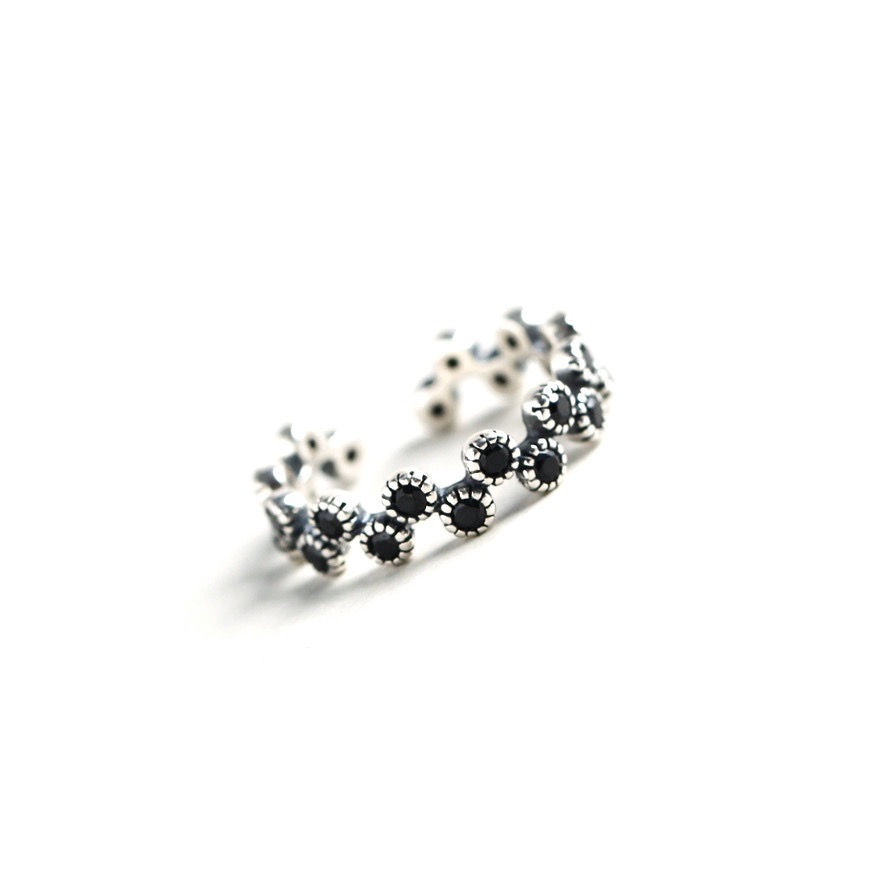 Thumbnail: S925 Black Stone Adjustable Ring 