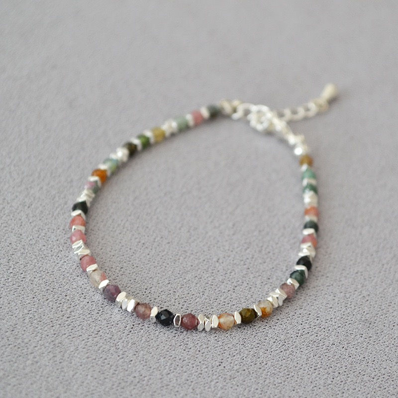 Thumbnail: 18K Gold PVD Plated- Natural Tourmaline Bracelet 