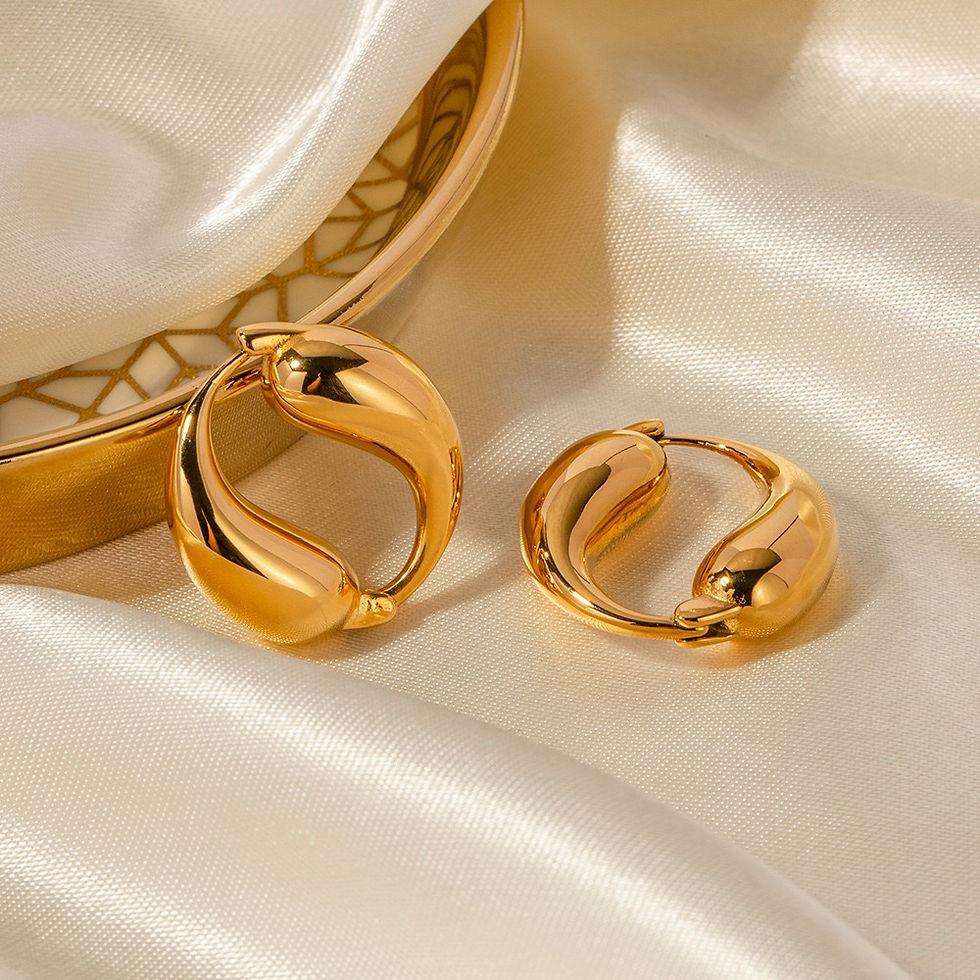 Thumbnail: 316L - 18k Gold Plated Pisces Hoop Earrings 