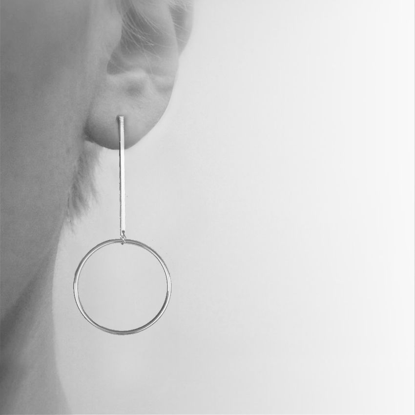 Thumbnail: Elegant Circle Pin Drop Earrings