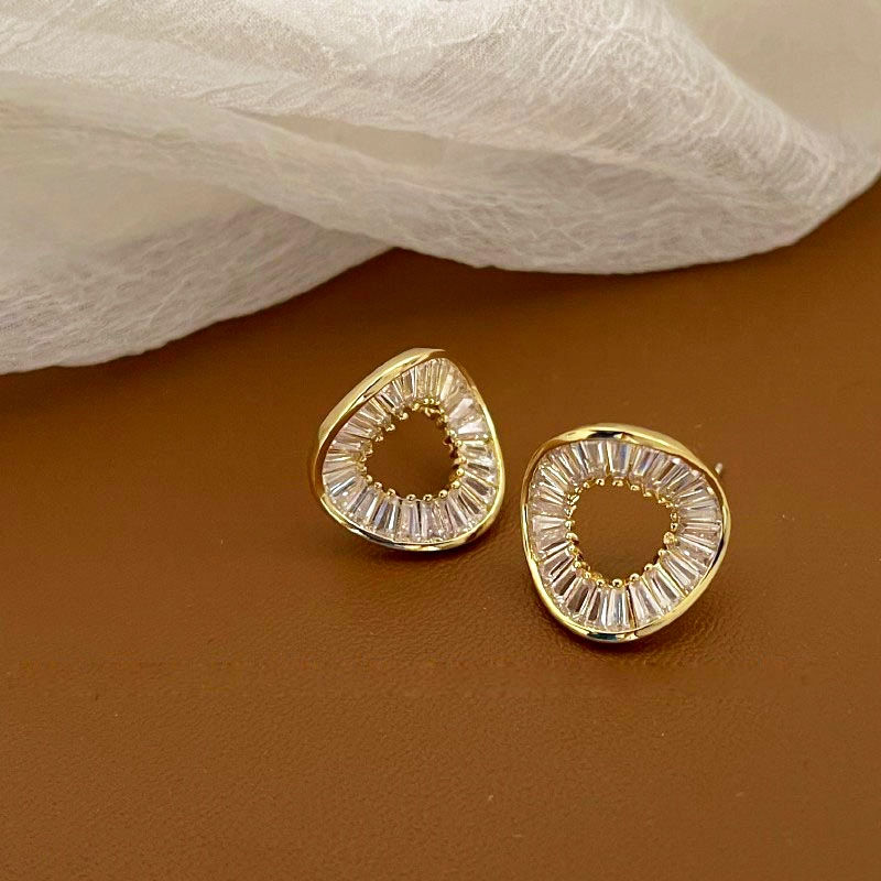 Thumbnail: Baguette CZ Oval Stud Earrings -S925 Post