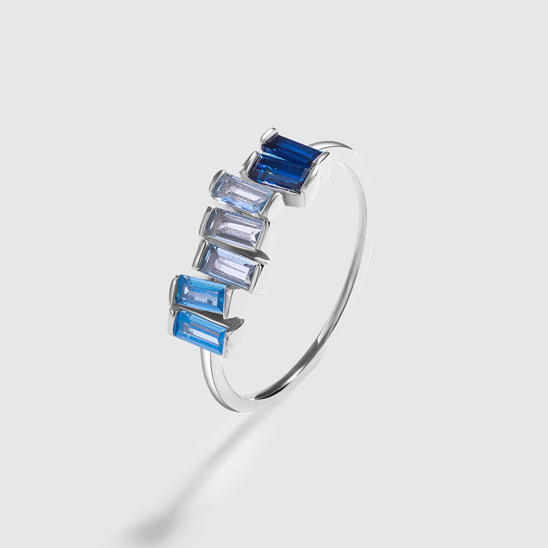 Thumbnail: S925 Blue Baguette CZ Ring Band