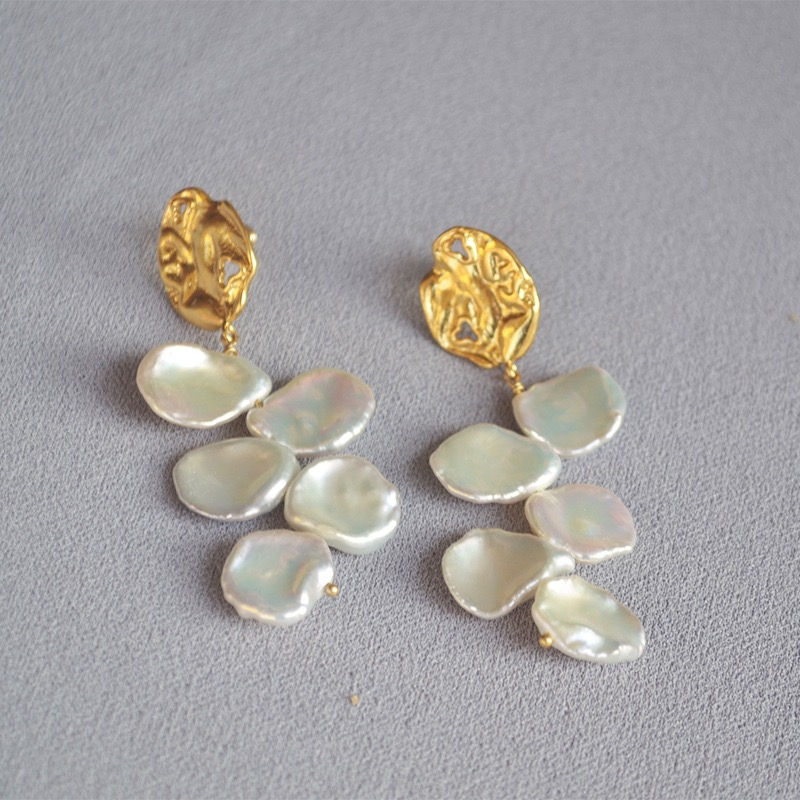 Thumbnail: 18K Gold PVD Plated- Freshwater Pearl Earrings -S925 Post