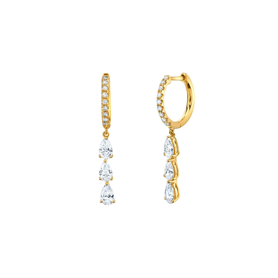 Thumbnail: S925 Pear CZ Dangle Drop Earrings