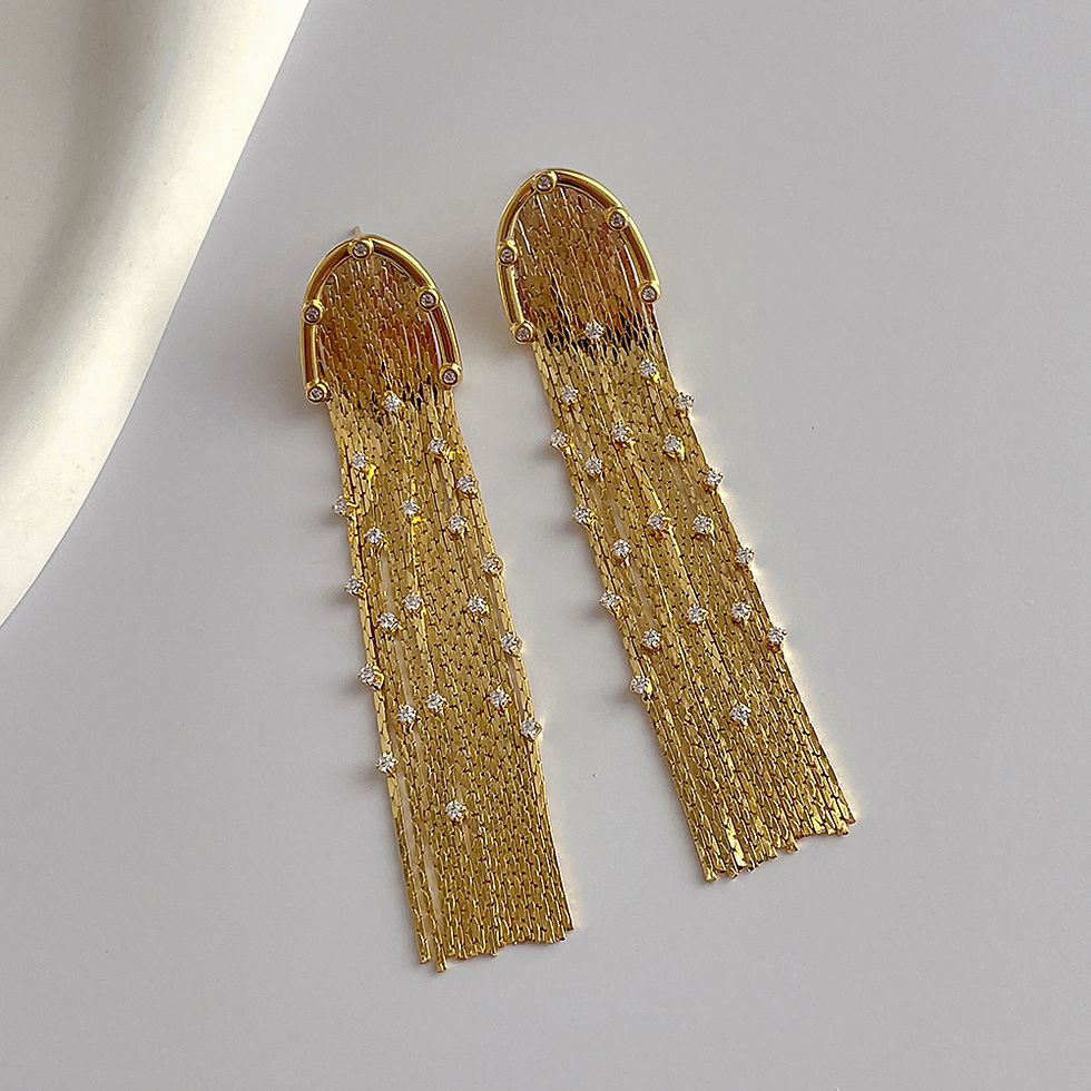 Thumbnail: CZ Tassel Earrings -S925 Post